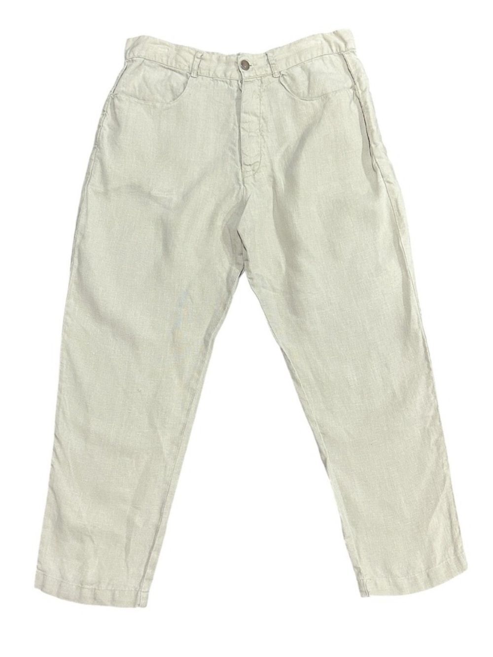 Alex Crane Women's Pants 30 "Cham" Pants in "Natural Bone" 100% Linen Button Fly